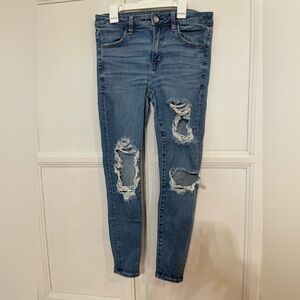 American Eagle Skinny Jeans Distressed Hi Rise Jegging Size 6 Short